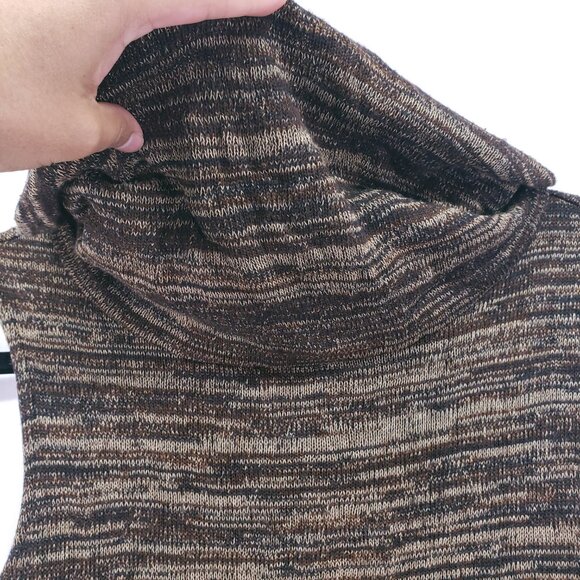 Ruby Rox Women Brown Marl Striped Cowl Neck Sleeveless Mid Dress Size M - Picture 9 of 16